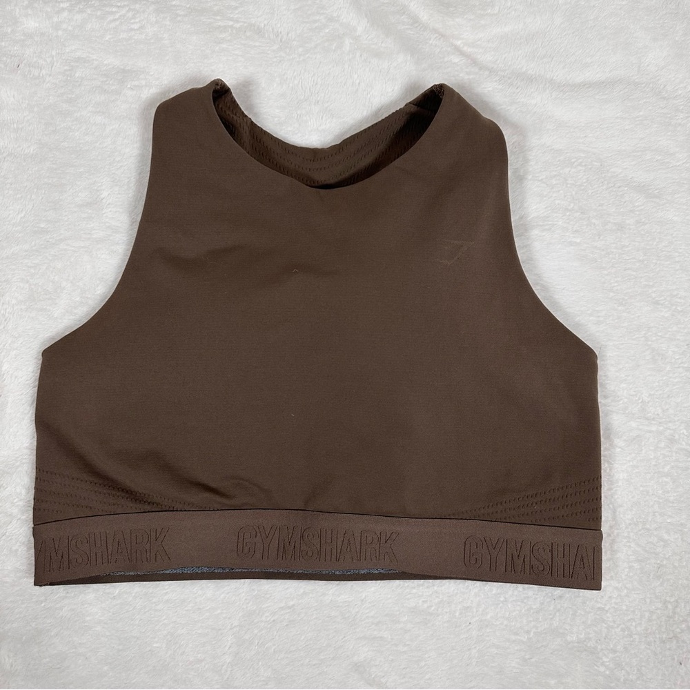 Gymshark Women's Brown High Neck Sports Bra Large